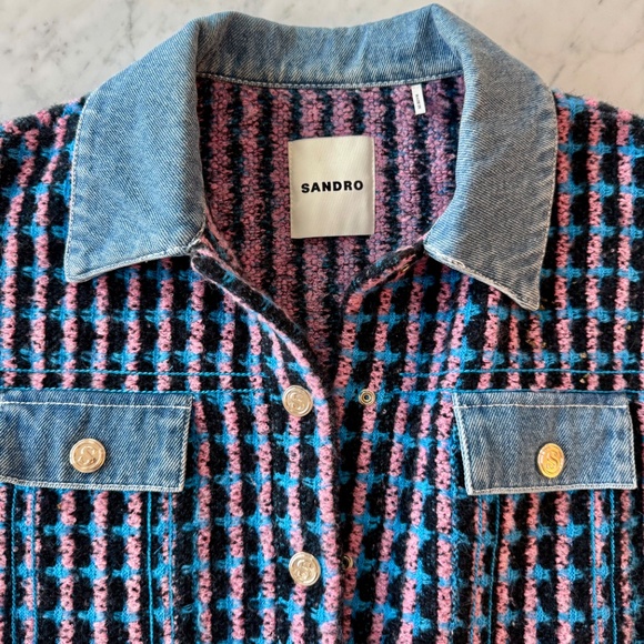 Sandro - Denim and tweed coatigan - Picture 9 of 9